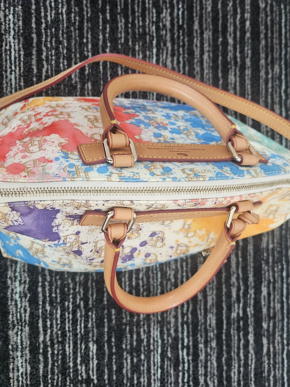 Dooney & Bourke 1975 Multicolor Signature Color Splash Satchel
